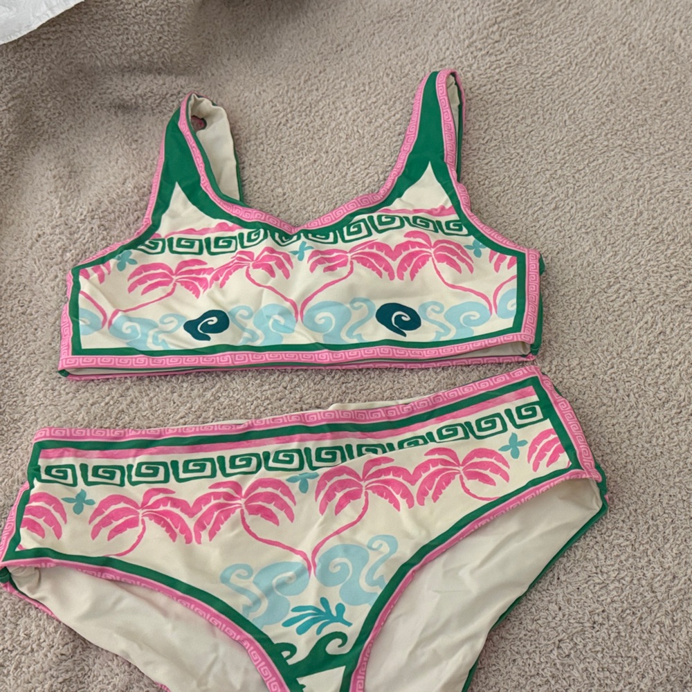 Beach Riot Pink and Green Bikini Set